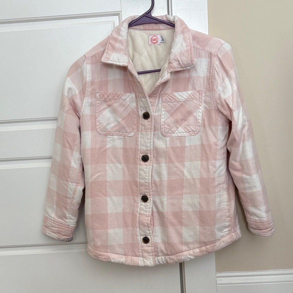 Wonder Nation Pink and White Plaid Kids Jacket